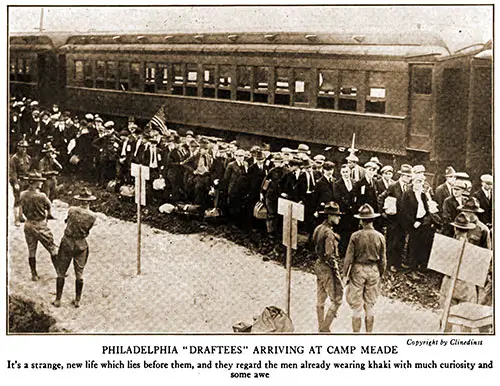 Philadelphia "Draftees" Arriving at Camp Meade.