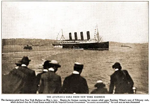 The Lusitania Sails from New York Harbor.