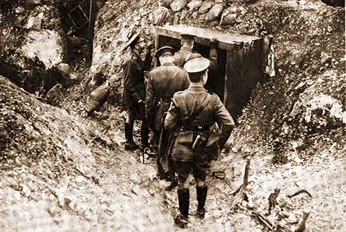 King George (Far Left) Inspects a Trench Won from the Germans.