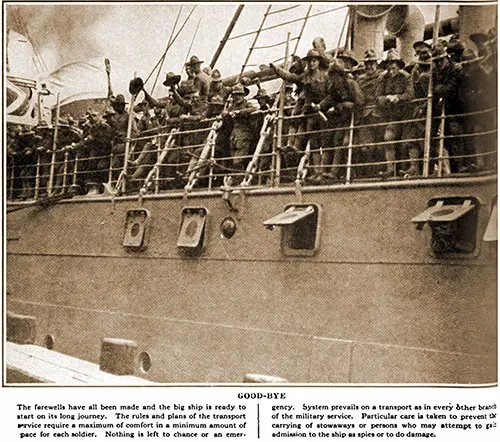 Marines on Transport Ship Waving Goodbye.