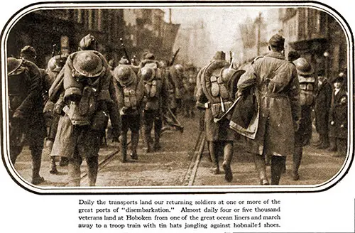 Soldiers Landing in Hoboken Heading to Train.