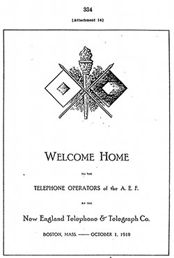 Front Cover, Roster and Program to Welcome Home Telephone Operators of the A. E. F. 