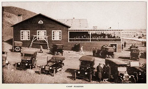 Many Visitors, Parked on the Side of the Camp Funston YWCA Hostess House, Creating a Packed Extended Porch.