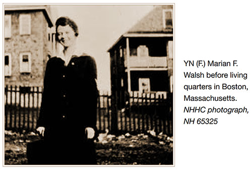 YN (F.) Marian F. Walsh before Living Quarters in Boston, Massachusetts.