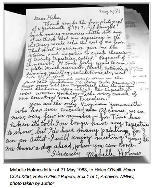 Mabelle Holmes Letter of 21 May 1983, to Helen O’Neill.