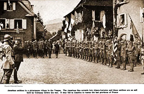 American Soldiers in a Picturesque Village in the Vosges.