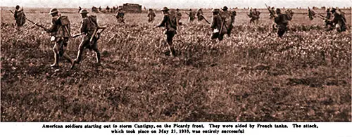 American Soldiers Starting out to Storm Cantigny, on the Picardie Front.