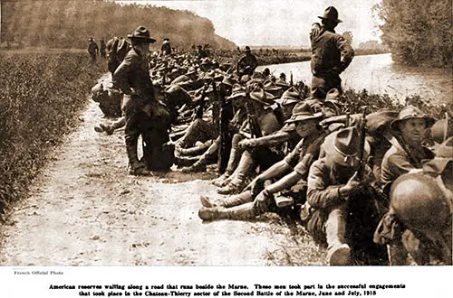 American Reserves Waiting along a Road That Rus beside the Marne.