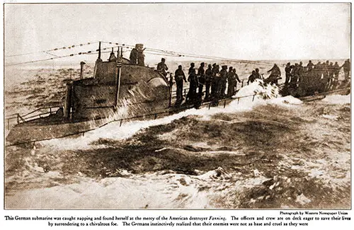 This German Submarine Was Caught Napping and Found Herself at the Mercy of the American Destroyer USS Fanning.