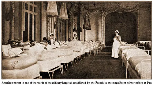American Nurses in One of the Wards of the Military Hospital, Established by the French in the Magnificent Winter Palace at Pau.