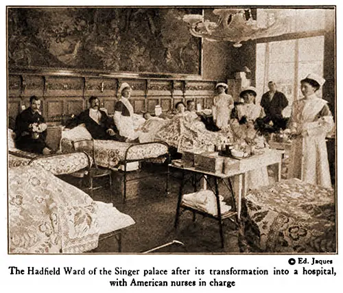 The Hadfield Ward of the Singer Palace after Its Transformation into a Hospital, with American Nurses in Charge.