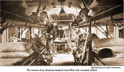 The Interior of an American Hospital Train Filled with Wounded Soldiers.