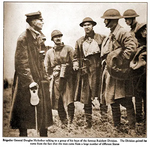 Brigadier General Douglas Mcarthur Talking to a Group of His Boys of the Famous Rainbow Division.