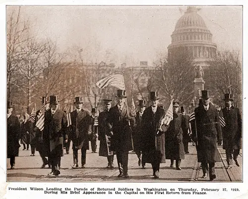 President Wilson, Parade of Returning Soldiers.