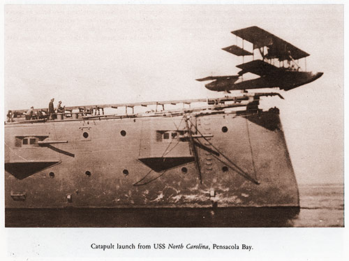 Catapult launch from USS North Carolina, Pensacola Bay.