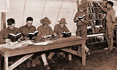 Library in YMCA Tent at Vancouver Barracks.