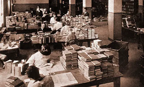 Books Being Prepared in the Boston Public Library for Library War Service.