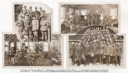 Camp Funston Collage of Foreign Officers and Views of YMCA.