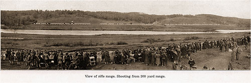 View of rifle range. Shooting from 300 yard range. Camp Grant Pictorial Brochure, 1917.