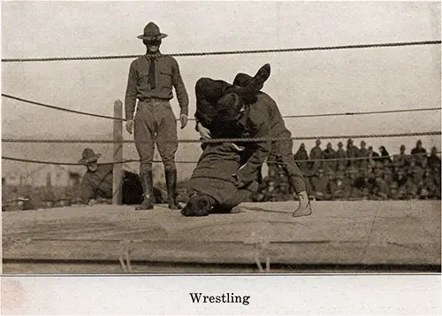 Wrestling Match in Progress. Camp Grant Pictorial Brochure, 1917.