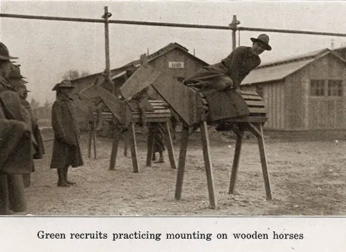 Green Recruits Practicing Mounting on Wooden Horses.