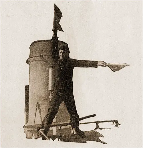 US Navy Sailor Using Flag Signals. Our Navy's Part in the Great War, 1919.