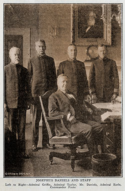 GGA Image ID # 19781a014c Josephus Daniels and Staff. Left to Right—Admiral Griffin, Admiral Taylor, Mr. Daniels, Admiral Earle, Commander Foote.