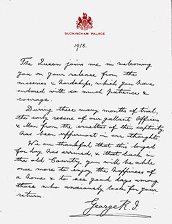GGA Image ID # 20d82fd657 Letter from King George V to British POW's On Their Release in 1918.