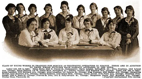 Class of Young Women in Training for Service as Telephone Operators in France.