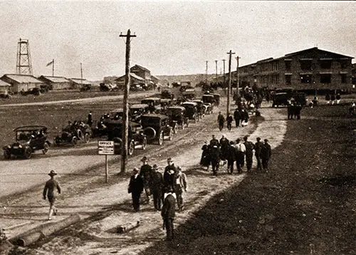 Sunday, September 30th, an Endless Line of Automobiles on a Main Street.