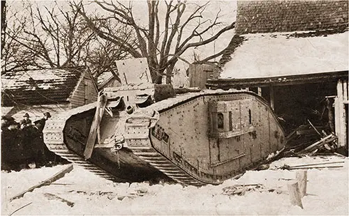 The Tank "Britannia" Going Through a Barn.