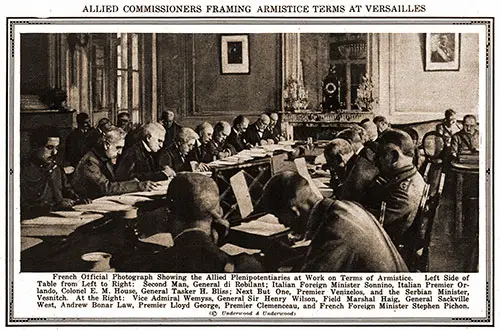 Allied Commissioners Framing Armistice Terms at Versailles.