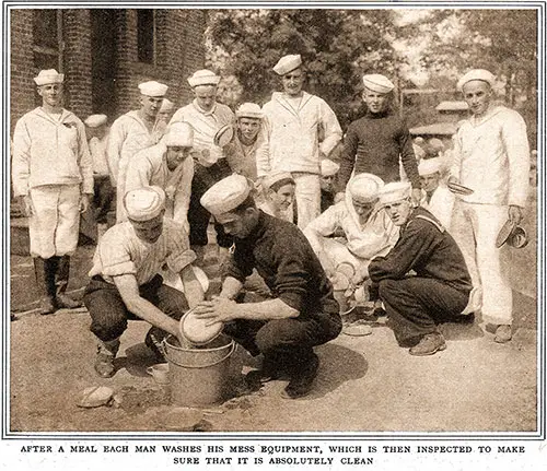 After a Meal Each Man Washes His Mess Equipment