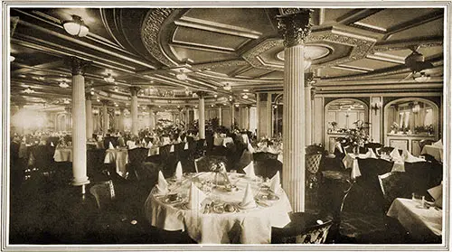 Lower Dining Saloon of the RMS Lusitania.