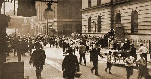 Young Men of the Lower East Side of Manhattan Crowding Into Public School No. 29, Rivington and Forsyth Streets, on Last Tuesday to Register under the Selective Draft Law.