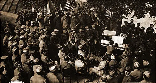 American Soldiers in the Marne Sector Celebrating Bastille Day, July 14, with French Troops as Their Guests