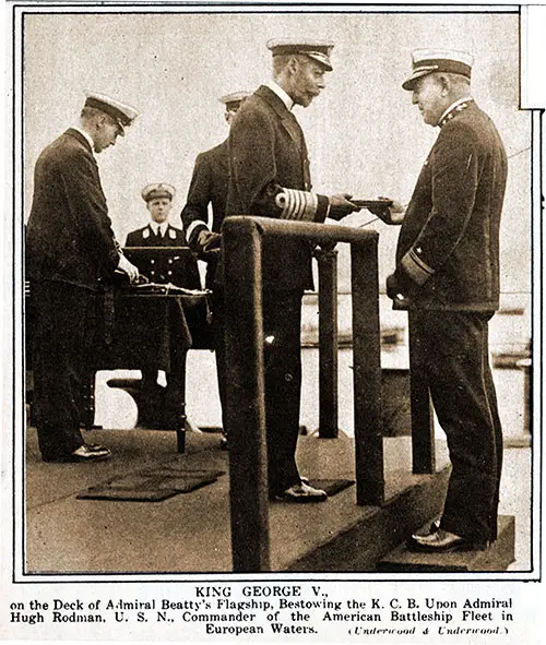 King George V., on the Deck of Admiral Beatty’s Flagship, Bestowing the K. C. B. upon Admiral Hugh Rodman