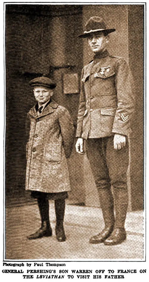 General Pershing's Son Warren off to France on the Leviathan to Visit his Father.