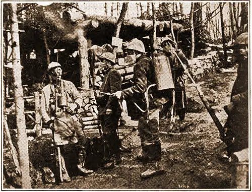 French Soldiers Wearing Gas Masks in the Front-Line Trenches.