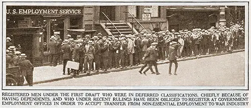 Registered Men under the First Draft Who Were in Deferred Classifications, Chiefly because of Having Dependents, and Who under Recent Rulings Have Been Obliged to Register at Government Employment Offices