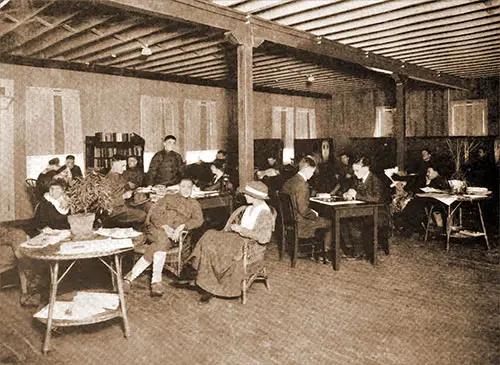 In the Living Room of the Hostess House at Camp Devens.