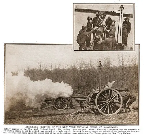 Artillery Practice of the New York National Guard at Maneuvers.