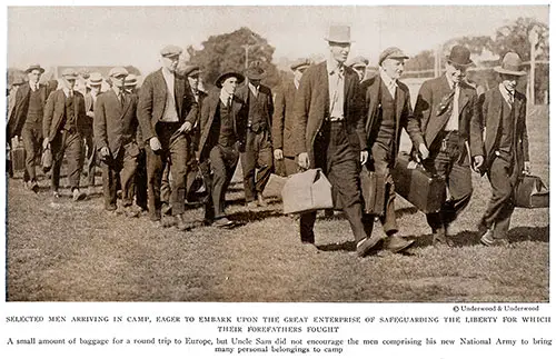 Selected Men Arriving in Camp, Eager To Embark Upon the Great Enterprise of Safeguarding the Liberty for Which Their Forefathers Fought.