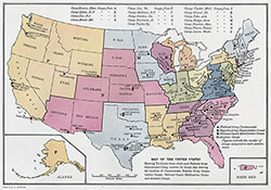 Map of the United States Showing Territories from which Each National Army Cantonment Camp Receives its Troops.