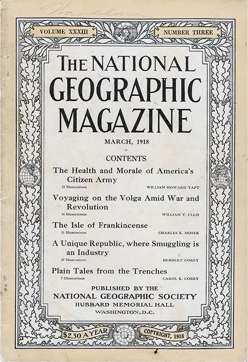 Front Cover, The National Geographic Magazine, March 1918.