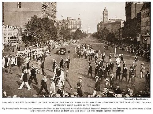 President Wilson Marching at the Head of the Parade