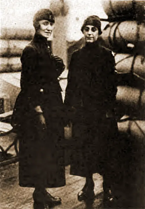 Miss Martha Carrel and Miss Beatrice Francfort on Board the Ss George Washington Returning to the United States with President and Mrs. Wilson and the Peace Conference Contingent.