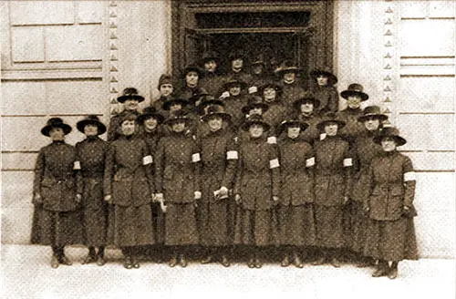 Telephone Operators that Form the Third Unit of the US Army Signal Corps' "Hello Girls," Shown at the Headquarters Building in New York.
