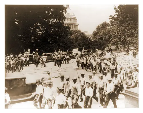 The Bonus Expeditionary Force Marches On Washington, 1932.