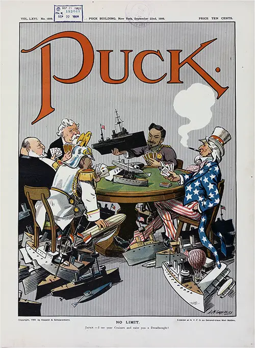 Front Cover, Puck Magazine, 22 September 1909, Published by Keppler & Schwarzmann, New York.